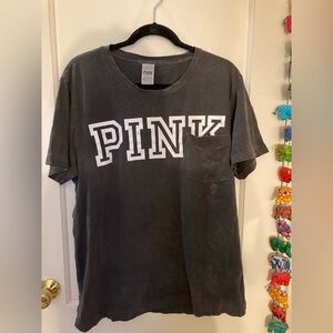 Victorias Secret Pink, Grey Graphic Campus Tee, short sleeve, size large, fair